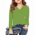 thumbnail image 2 of vdgthytj T-Shirts à Manches Longues pour Garçons et Filles, Col en V, Couleur Unie, Basiques, Automne Printemps, 2 of 6