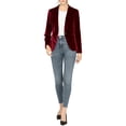 thumbnail image 2 of INSPIRE CHIC Blazer en Velours pour Femme, Couleur Unie, Col Châle, un Bouton, Veston de Travail, m Rouge Vin, 2 of 7