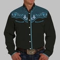 thumbnail image 2 of Chemise Décontractée pour Homme à Manches Longues, Coupe Ajustée, Style Western Cowboy, Brodée, Boutonnée, avec Poches avant, 2 of 7