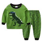 Gubotare Toddler Pjs Boys Pajama Set Kids Long Sleeve Pyjamas Cartoon Sleepwear for Kids Nightwear Pjs Set (Green,2-3 Years)