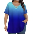 thumbnail image 5 of Pisexur Hauts pour Femmes Décontractés en Lin Col Rond Grande Taille Imprimé Manches Courtes T-shirt Blouse, Hauts d'Été pour Femmes Violet, TG, 5 of 5