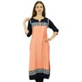 thumbnail image 1 of Phagun Kurti Ethnique de Designer Bollywood Pêche Kurta Tunique Décontractée pour Femmes-8, 1 of 2