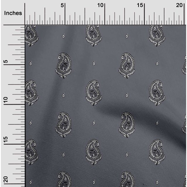 oneOone Polyester Lycra Fabric Paisley Block Print Fabric By The Yard 56 Inch Wide
