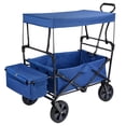 thumbnail image 1 of Collapsible Wagon with Removable Canopy, Folding Beach Wagon with Wheels, Outdoor Utility Garden Cart Wagon Stroller,165 lbs Capacity, 1 of 9