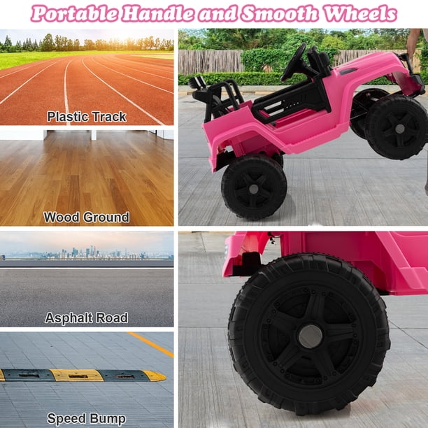 Voiture Électrique Enfant 12V – Quad Rose Avec Télécommande Parentale, 3 Vitesses, MP3, LED – Dès 3 Ans