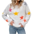 thumbnail image 3 of WRKEKC Chandail en Velours Doux pour Femmes Imprimé Étoiles Col Rond Manches Longues Décontracté Peluche Cozy Basique Hauts Chandail pour Femmes, 3 of 10