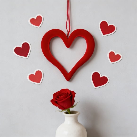 GFHFHITJ Valentines Couronne pour Porte d'Entrée Couronne de Cœurs Floqués Rouge Célébrer