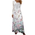 thumbnail image 1 of Robe à Manches Longues Femme Décontractée Col en V Manches Longues Taille Boutons Imprimé Robe Ample Robe d'Été à Manches Longues Robe d'Été Ample pour Femme Robe Longue d'Été pour Femme, 1 of 6