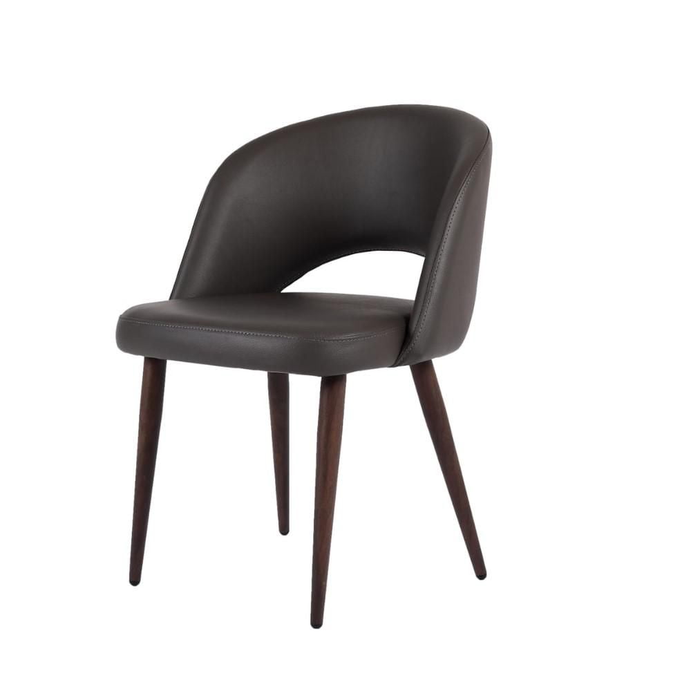 Plata Décor Import Inc.fauteuil d'appoint moderne en PU gris avec structure métallique imitation bois de noyer noir – Un siège élégant pour le salon, la chambre, le coin détente et l'espace de travail