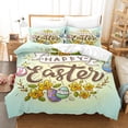 thumbnail image 4 of Easter Festal 3 Piece Bedding Set Cartoon Rabbits and Egg Pattern Microfiber Duvet Cover 2 Pillowcases Soft Breathable Home Decor Accents, 4 of 6