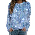 thumbnail image 2 of DPTALR Chandail à Col Rond Imprimé pour Femmes, Manches Longues, Blouse Confortable, 2 of 5
