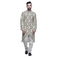 thumbnail image 1 of Atasi Button Down Asymmetrical Kurta For Men Printed Mandarin Long Sleeve Shirt, 1 of 5