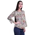 thumbnail image 3 of Moomaya Haut à Manches Longues Imprimé avec Patte de Boutonnage, Col Rond, Tunique d'Été Décontractée pour Femme, 3 of 5