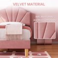 thumbnail image 3 of Bingirl Pink Twin Bed Frame with Shell Headboard: Strong Wooden Slat Support, No Truss Needed, 3 of 7