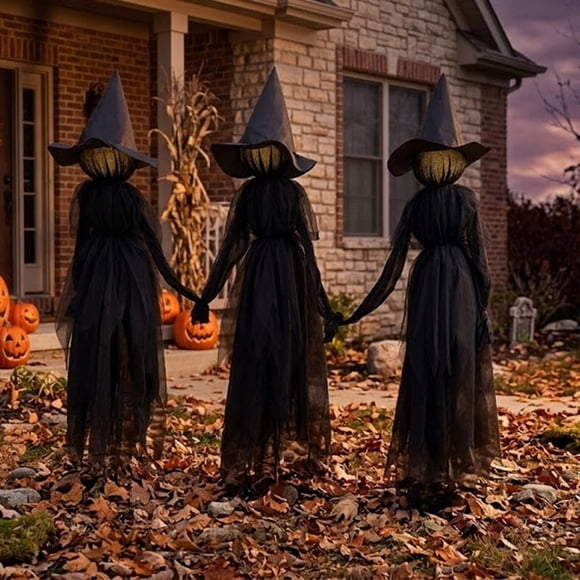 EGNMCR Halloween Halloween Décorations d'Halloween, Ornements d'Halloween, Cadeaux Lumineux 3 Personnes Se Tenant la Main Sorcière Accessoires d'Halloween