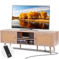 thumbnail image 1 of VEVOR Rattan TV Stand for 65" TV Boho TV Stand with Build-in Socket Oak, 1 of 9