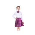 thumbnail image 1 of 3 Pcs Uniforme Scolaire Filles Chemise Blanche Jupe Tartan Rose 9-10 Ans, 1 of 6