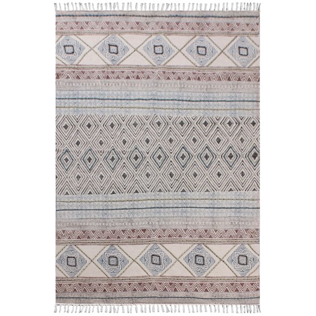 Casavani Geometric Cotton Mat Living Area Rug, Black 4x8 Ft