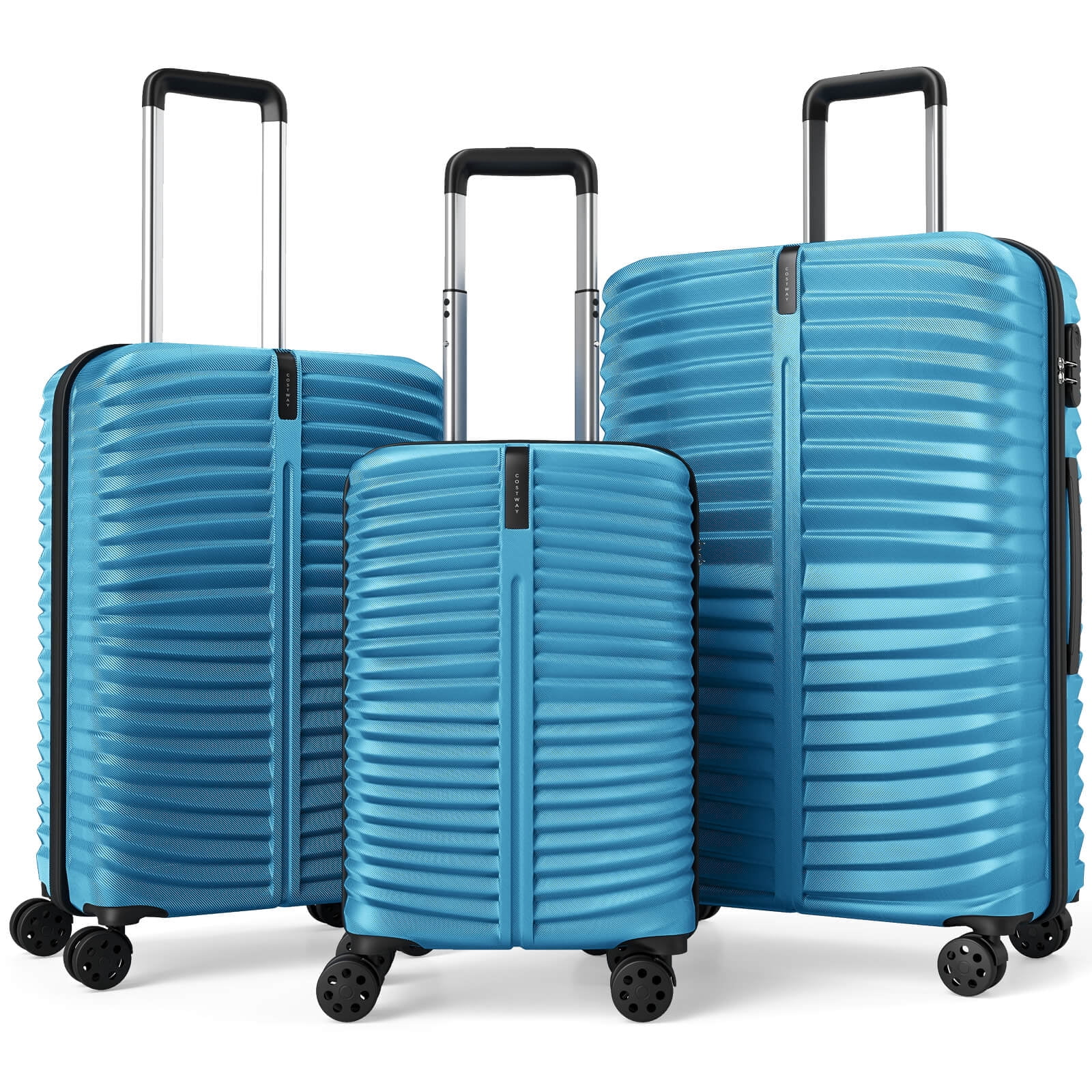 Costway 3PCS Hardside Luggage Set (20/24/28 Inch) with 8-Spinner Wheels, 3-Digital Lock Blue