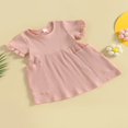thumbnail image 3 of Girl Short Sleeve  Neck Solid Pockets Princess A-Lined Dress, 3 of 8