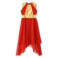 thumbnail image 3 of Raenseen Robe de Danse Sans Manches Métallique pour Filles, Ourlet Irrégulier, Rouge 6, 3 of 7