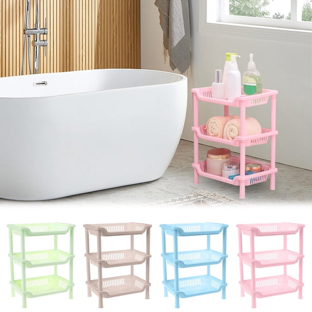 Meitianfacai 3-Layer Storage Rack for Bathroom and Kitchen - Freestanding Plastic Storage Organizer Shelf for Bathroom