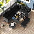 thumbnail image 4 of Costway 7 PCS Patio Dining Furniture Set PE Rattan Sectional Sofa Set with Soft Cushions Black, 4 of 10