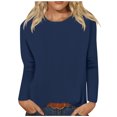 thumbnail image 1 of Timegard Womens Tops Long Sleeve Round Neck Solid Color Basic Tee Fall Casual Comfy Loose Tops Blouse, 1 of 5