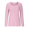 thumbnail image 3 of Timegard Hauts à Oeillets pour Femmes Col Rond Manches Longues Bouffantes T-Shirts Transparents Chic Décontracté Hauts Amples, 3 of 5