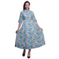 thumbnail image 1 of Bimba Floral Ladies Button Down Print Dress A-Line Cocktail Party Shirt Dress-Large, 1 of 5