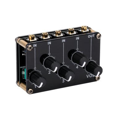 module de Mélangeur Passif à 4 Entrées et 1 Sortie mini Stéréo Mélangeur Passif à 4 Canaux Mélangeur audio 4 Entrées audio vers 1 Sortie ultra-compact à Faible Bruit Convient pour studio console Scène Petit club Ou bar