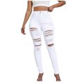 thumbnail image 1 of Soki Womens Jeans Distressed Skinny High Waist Ripped Denim Pants with Zipper, 1 of 9