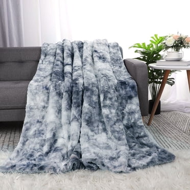 PiccoCasa Couverture Jetée de Luxe en Fausse Fourrure Shaggy pour Sofa et Canapé, Gris 50"x60 Pouces