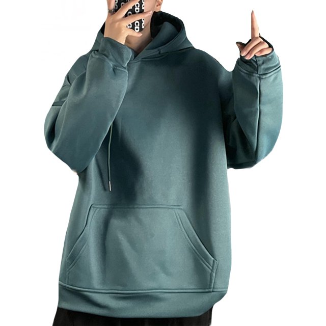 LUXUR Hommes Sweat à Capuche Manches Longues Casual Hiver Vert XL
