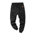 thumbnail image 3 of FOCUSNORM Men Solid Color Cargo Trousers, Loose Fit Drawstring Waist Long Pants, 3 of 9