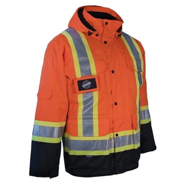 Forcefield Hi Vis Winter Safety Parka with Removable Down Insulated Nylon Puffer Jacket