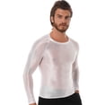 thumbnail image 2 of Jhaoyu Men's Glossy Long Sleeve Compression Shirts Athletic Workout Sports Rash Guard Undershirt White L, 2 of 6