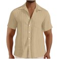 thumbnail image 1 of Chemises pour Hommes, Chemise Habillée Décontractée à Manches Courtes Boutonnée Texturée Hawaïenne Unie, 1 of 5
