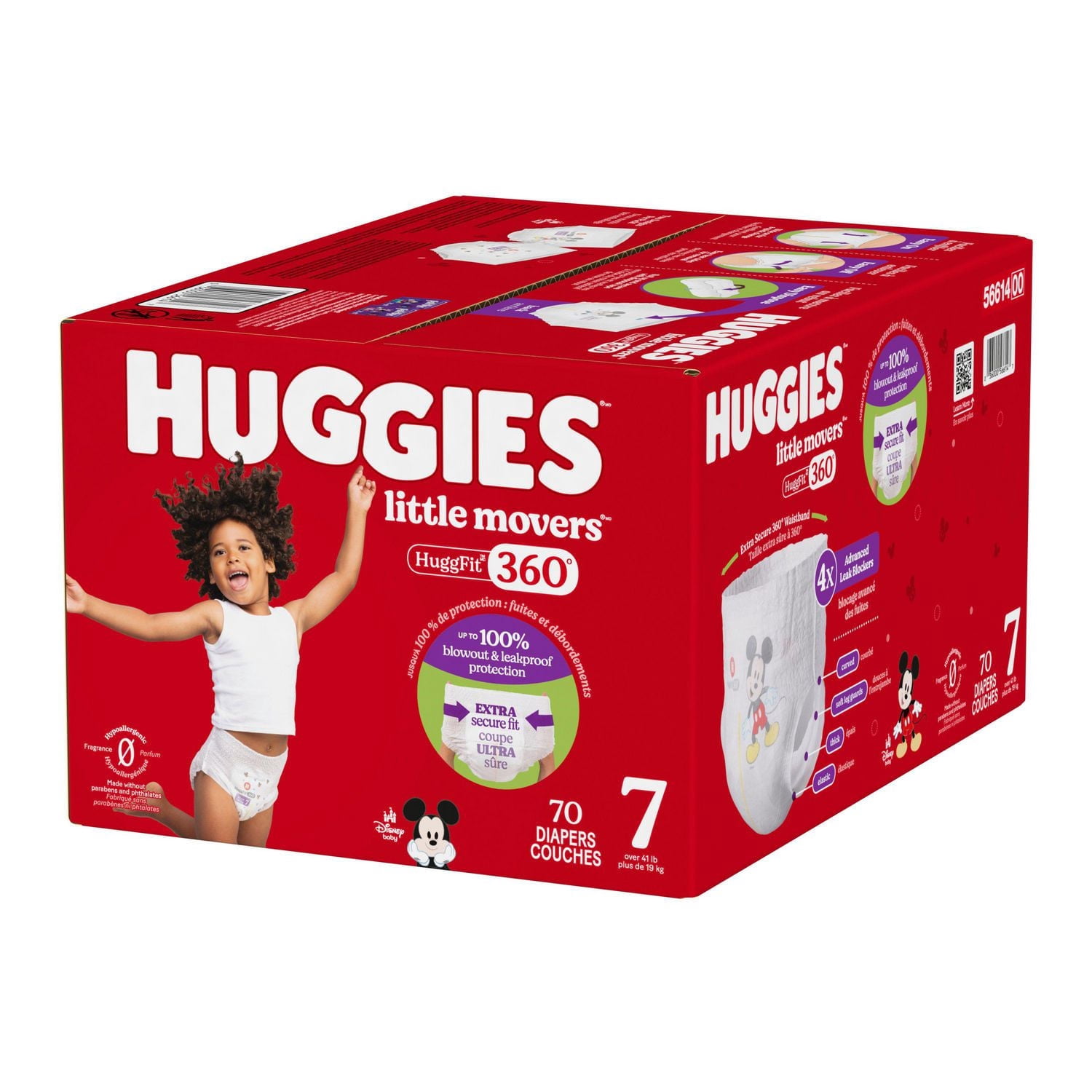 Couches pour bébé Huggies Little Movers HuggFit 360° avec ceinture 360°, tailles 3-7, 136-70 unités