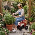 thumbnail image 4 of Costway Chariot de Jardin Roulant Siège de Travail Robuste avec Siège Pivotant à 360° et Hauteur Réglable Rouge, 4 of 10