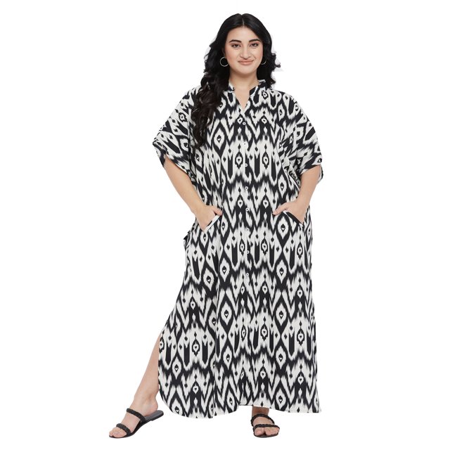 Oussum Robe Caftans pour Femme Grande Taille Imprimée Longue Maxi à Boutons Robes Caftan