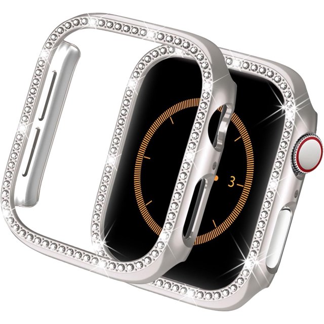KOMI Bling Case Compatible for Apple Watch Series 9 8 7 45mm, Crystal Diamonds Rhinestone Bumper Cover for Women Girl, Hard PC Protective Frame for iWatch - 45mm Starlight