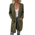 thumbnail image 1 of Avamo Cardigans pour Femmes, Chandails Ouverts à Manches Longues, Cardigan Mi-Long, Veste de Voyage, Vert Olive TP, 1 of 2
