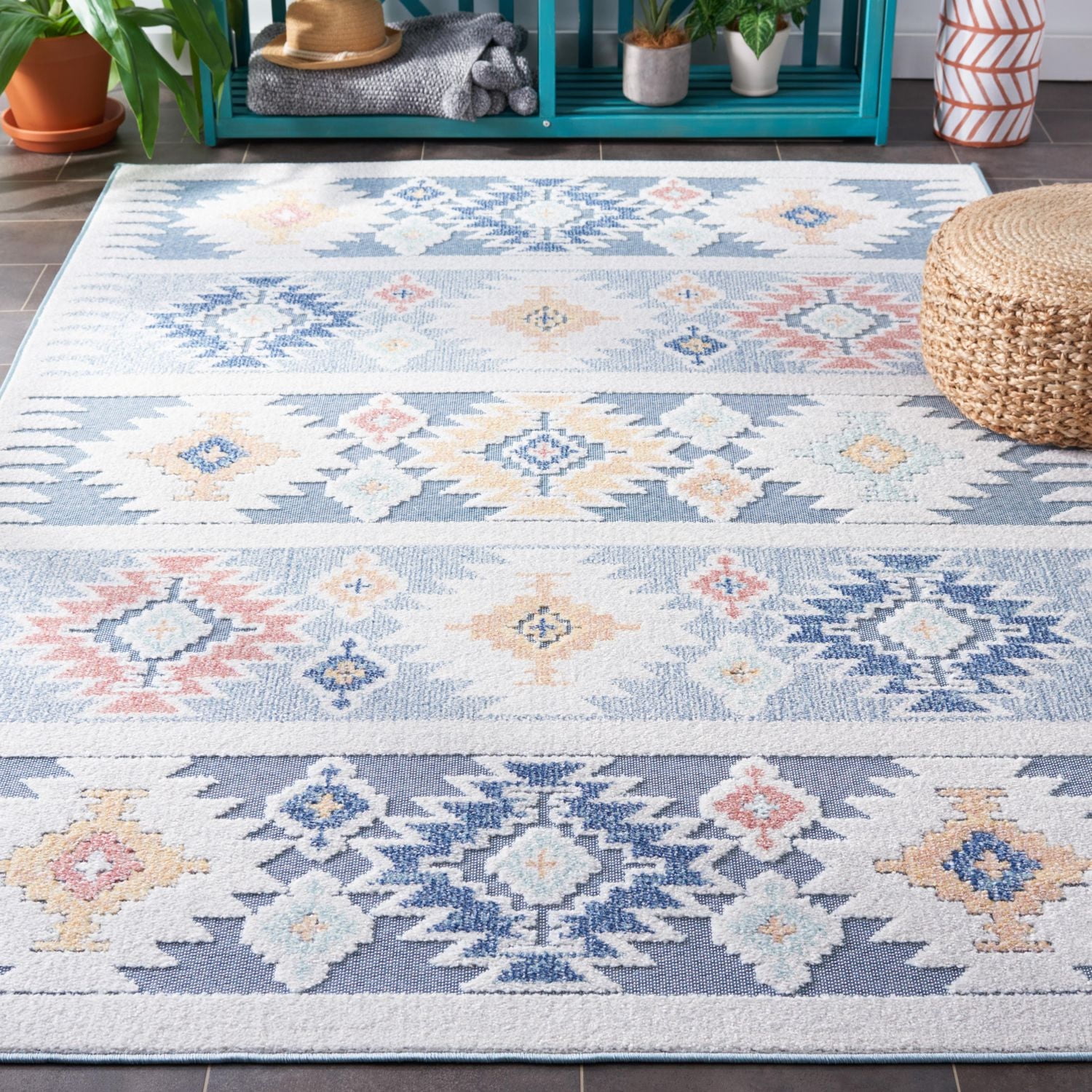 SAFAVIEH Sarasota Giovanni Tapis Intérieur/Extérieur Aztèque