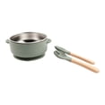 thumbnail image 4 of Btomtd Ensemble de Couverts pour Enfants Bol Silicone de Qualité Alimentaire Doublure Intérieure en Acier Inoxydable Bol Alimentaire Ensemble de Trois Pièces, Vert Armée, 4 of 5