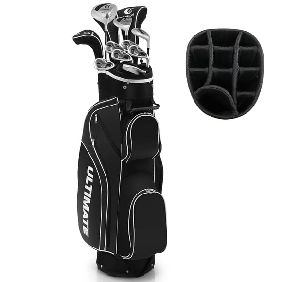 Ensemble Complet de Clubs de Golf pour Dames et Femmes 10 Pcs Incluant Pilote en Alliage Noir