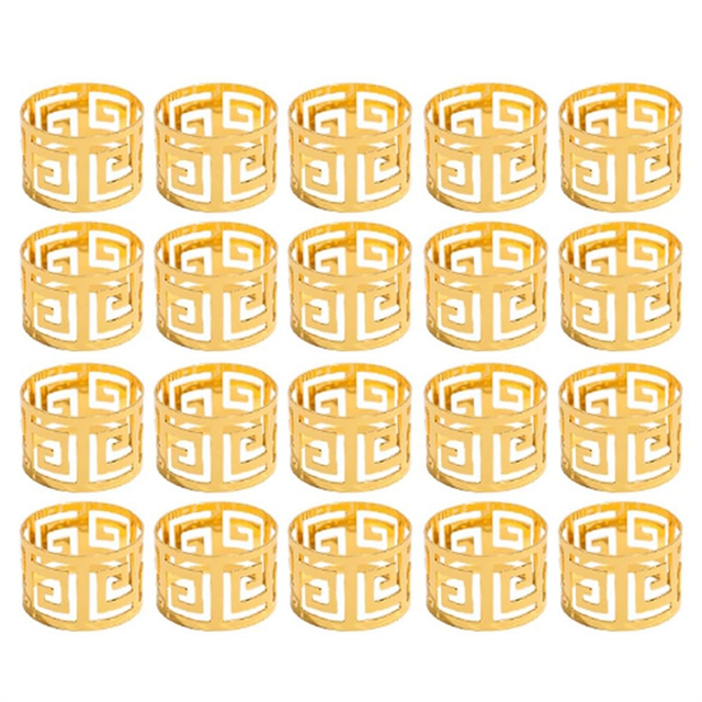 20Pack Gold Napkin Rings,Hollow Out Metal Napkin Ring Set,1.77 Inch for Table Decoration Wedding Birthday and Any Events