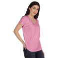 thumbnail image 2 of Inkmeso T-Shirt Basique à Encolure Dégagée Décontracté à Manches Courtes en Coton Uni T-Shirt Haut pour Femmes, 2 of 8