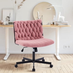 Criss Cross Chair With Wheels,Armless Cross Legged Office Desk Chair,Modern Comfortable Fabric Computer Task Chairs For Home Office,Height Adjustable Vanity Chair
