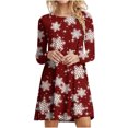 thumbnail image 2 of XZNGL Robe à Manches Longues Femme Mode Femme Décontractée à Manches Longues Col Rond Robe Imprimée de Noël Longueur Genou Robe à Manches Longues pour Femmes Robe à Manches Longues pour Femmes Aguichant, 2 of 5